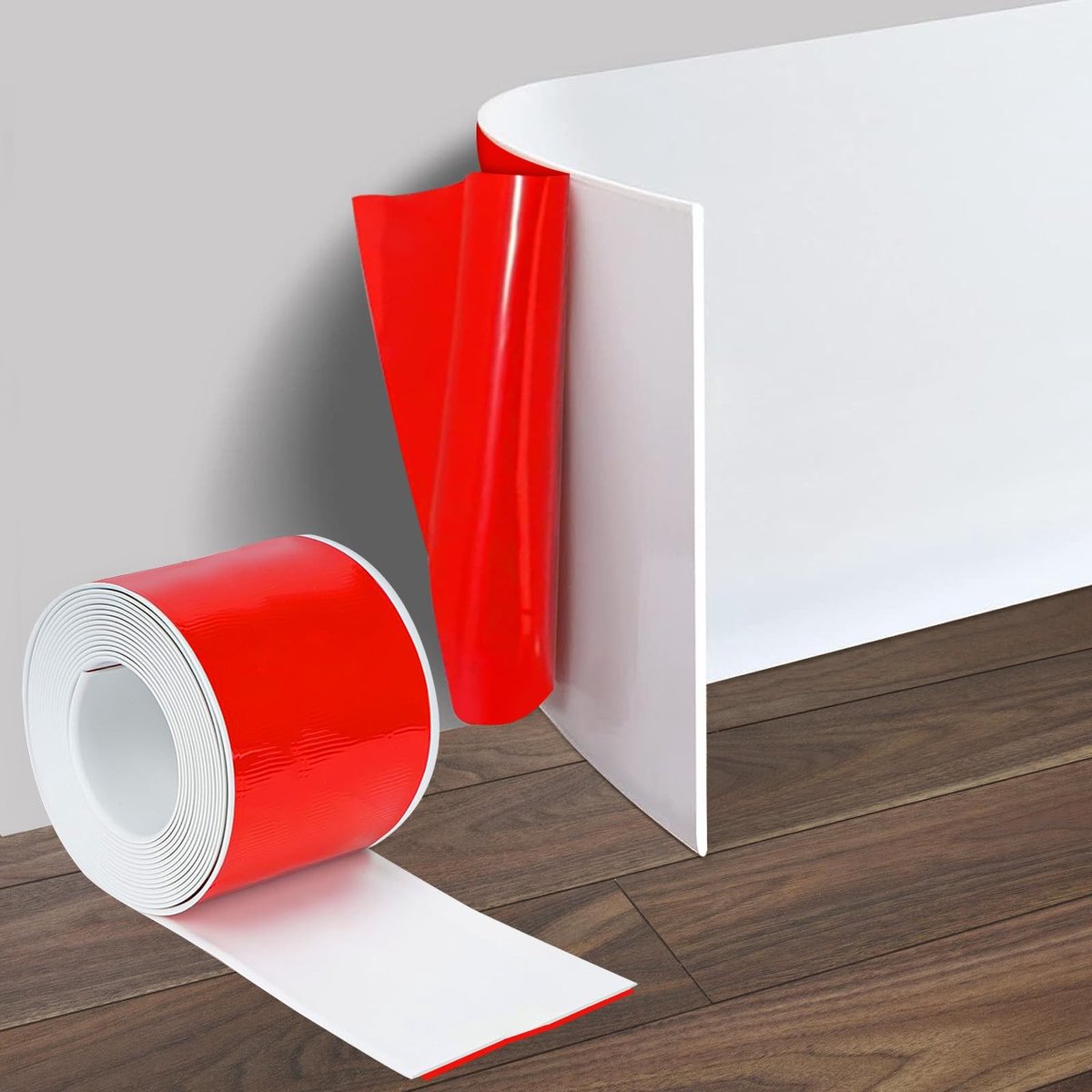 Omgoods - Zelfklevende Plint, 12 cm x 10 meter PVC, Zachte Flexibele Plint voor Woonkamer, Badkamer, Keuken (Wit)