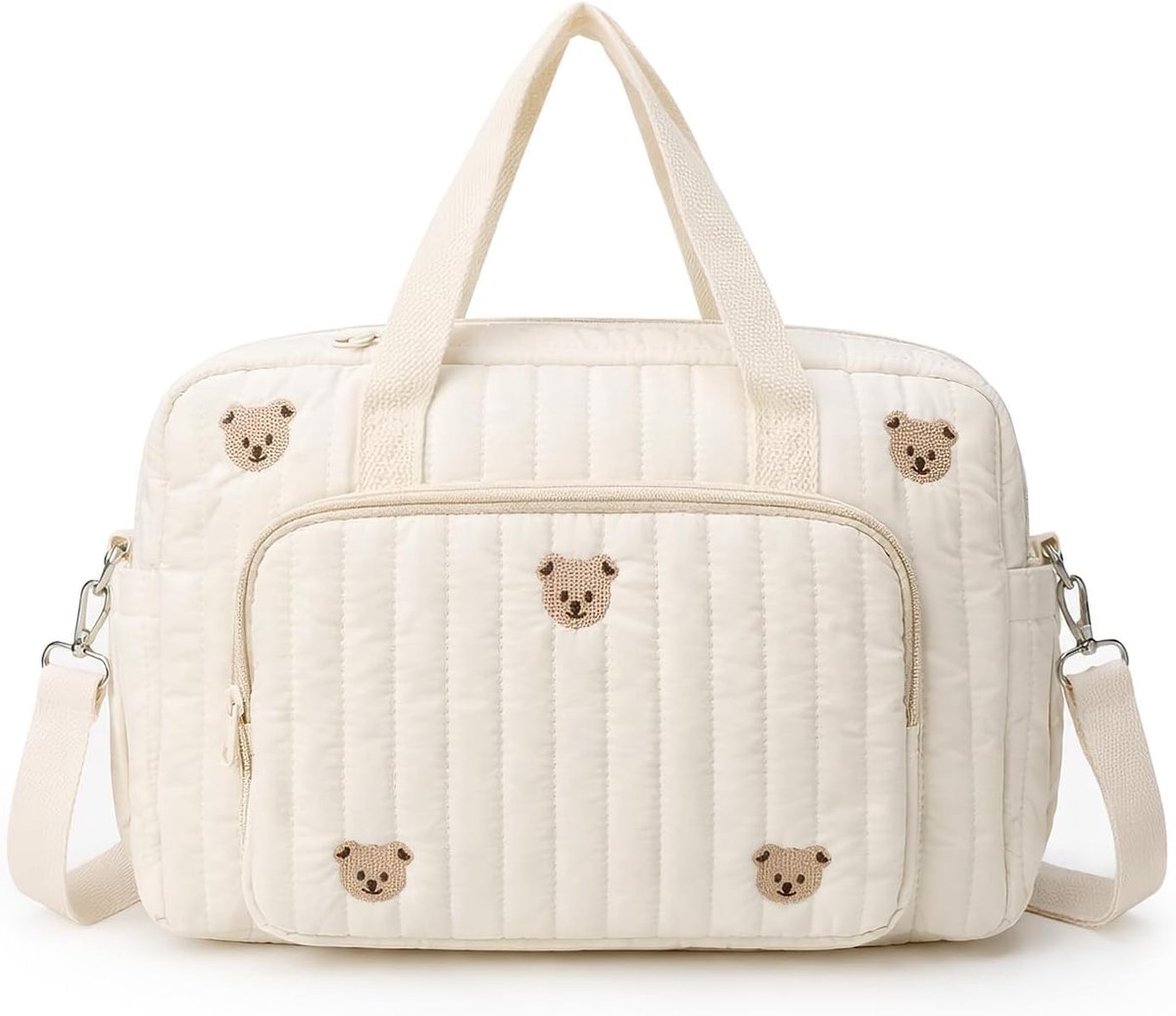 Omgoods - Luiertas voor Pasgeborenen, Grote Ziekenhuistas voor Moeders - Beige met Berenborduursel