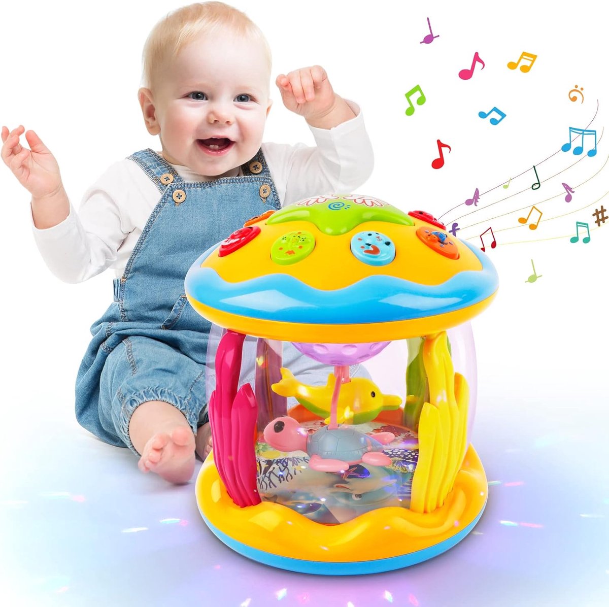 m zimoon Babyspeelgoed vanaf 6 maanden, draaiende projector, kinderspeelgoed met licht en muziek, kindercadeaus voor vanaf 6-18 maanden, educatief speelgoed voor peuters, muziekspeelgoed vanaf 1 tot 2