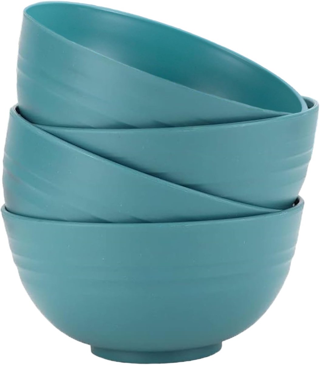 mueslikommen, set van 4, 710 ml plastic slakommen, vaatwasser- en magnetronbestendig, lichte, herbruikbare kom voor rijstnoedelsoep, snack, salade, fruit (donkergroen)