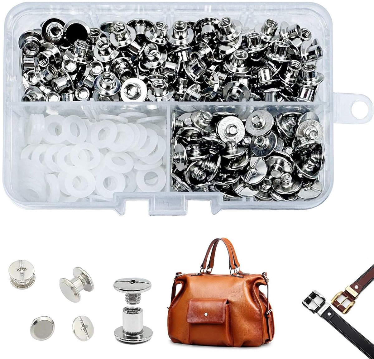 Bindschroeven Diverse Kit M5*4 Ronde Kruiskop Chicago Schroeven Kit Metalen Schroef Nail Klinknagel Chicago Knop voor DIY Lederen Boekbinden Riem Decoratie (zilverkleurig, m5*4)