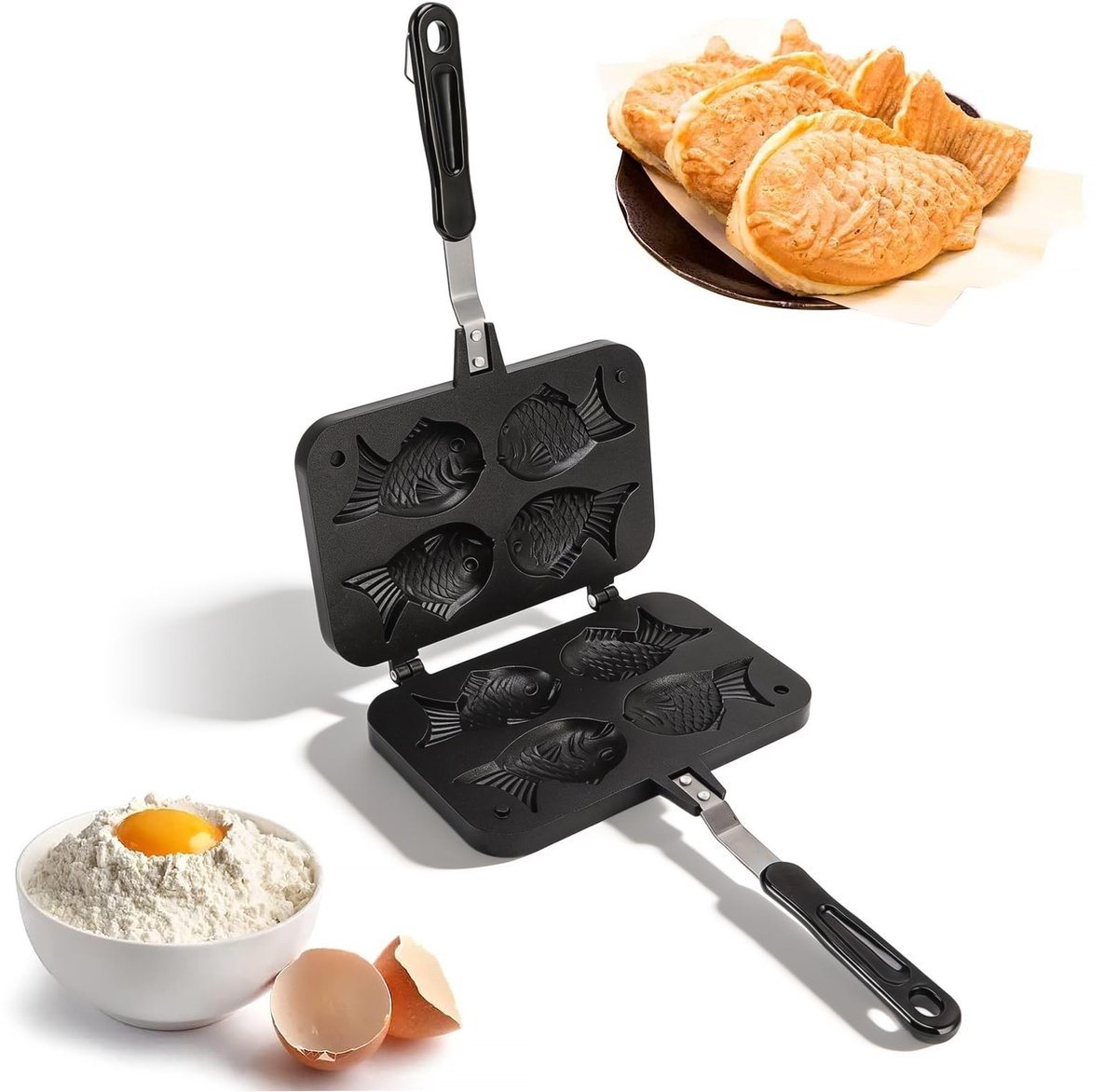 Omgoods - Taiyaki Wafel Maker - Non Stick Visvormige Bakpan