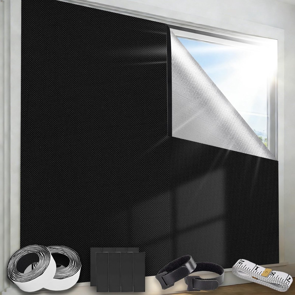 Omgoods - 420D Blackout Rolgordijn zonder boren - 145 x 100 cm
