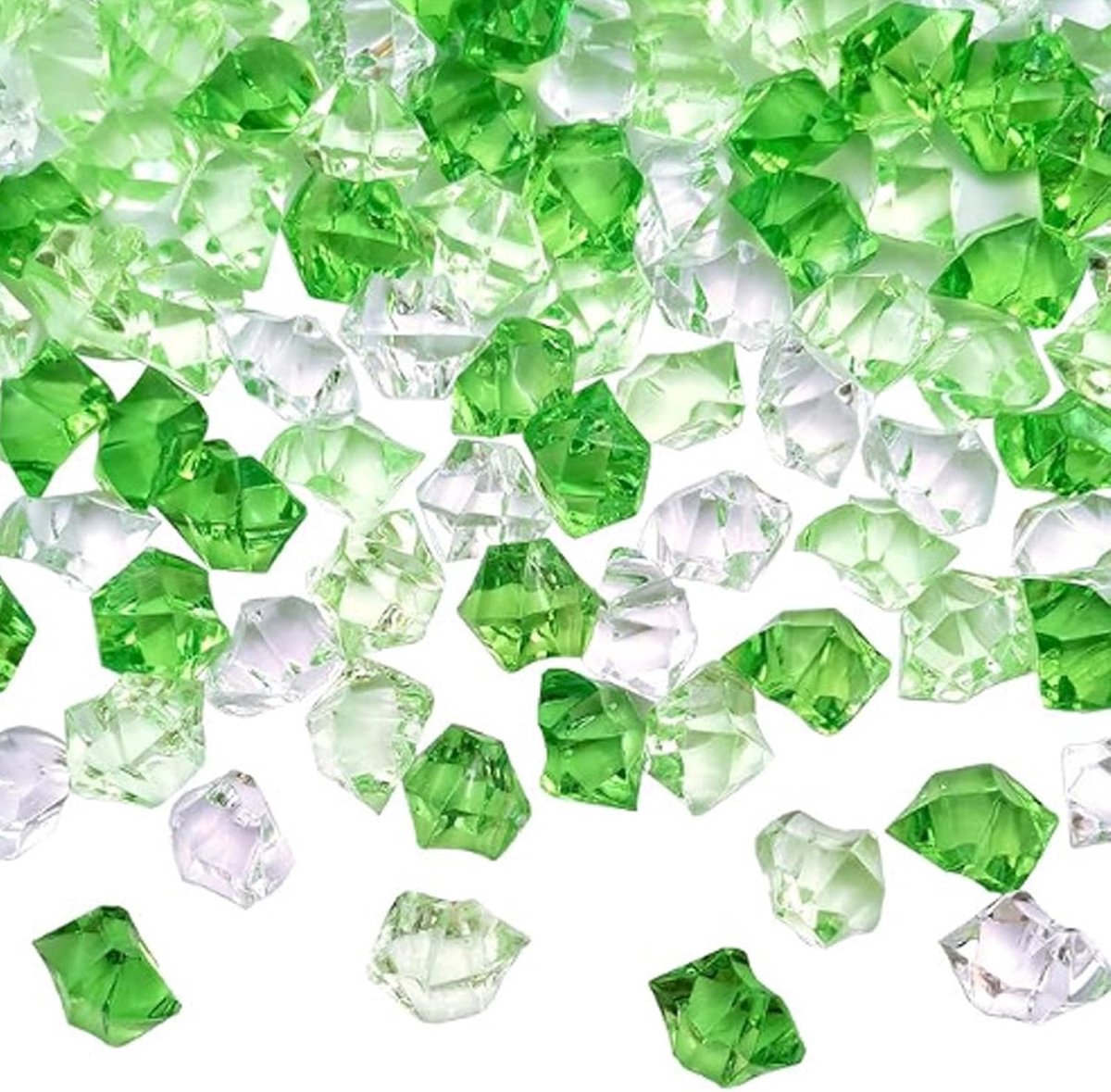 Crushed Ice Rocks, 500 g acryl decoratieve diamanten, acryl kristalstenen, helder gekleurde stenen voor het vullen van decoratieve vazen en om te knutselen (grasgroen + licht