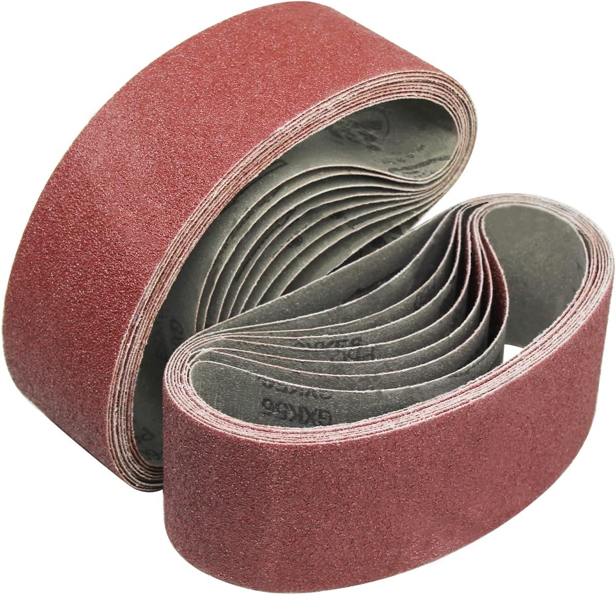 Banden 75 x 457 mm. telkens 3 x korrel40，80，120，180，320, geschikt voor bandschuurmachine, polijsten van metaal, hout 15 st.