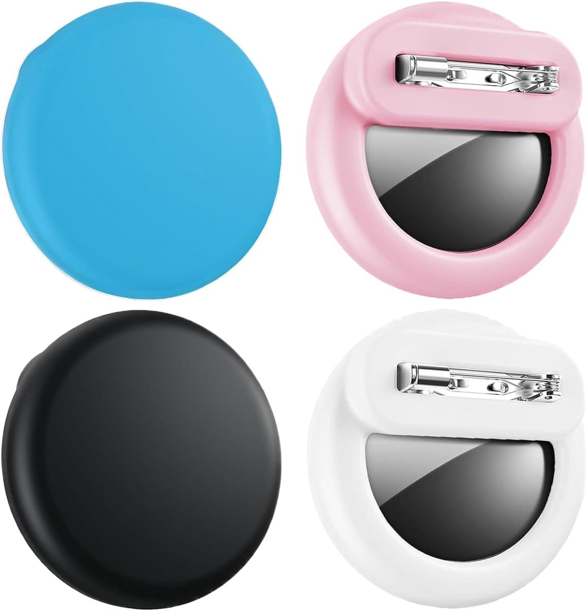 2-pack verborgen beschermhoesjes, universele trackerhouder voor kinderen [compatibel met Find My Network], met veiligheidsspeld, voor kinderen, senioren en bagage (zwart/wit/roze/blauw)