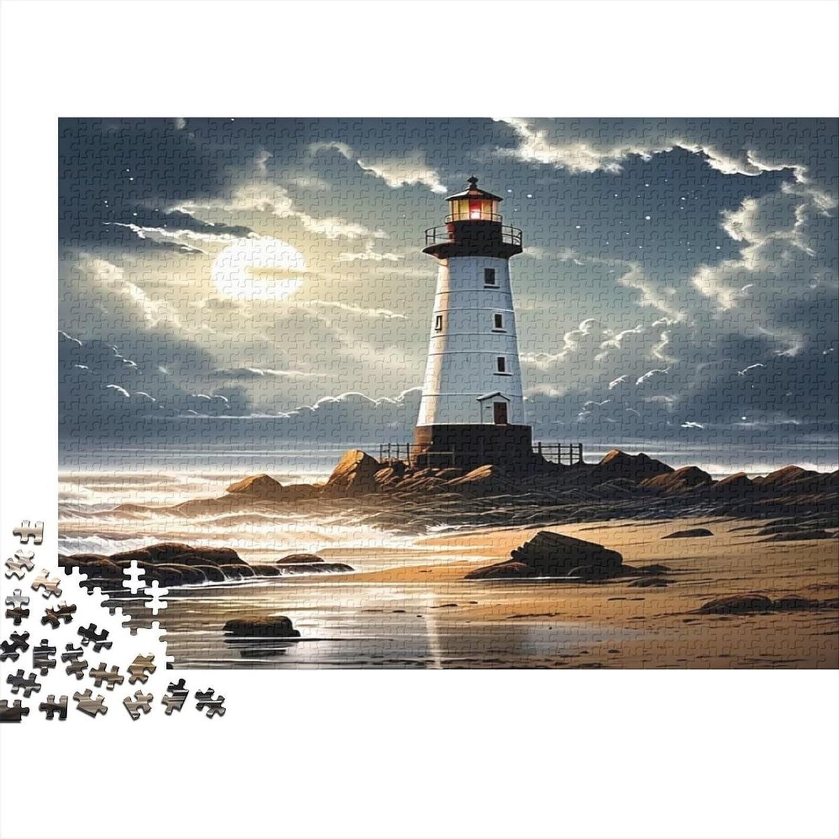 Vuurtoren Puzzel - Landschap Puzzel - Ontspanning Thuis - Hoge Kwaliteit Karton - 1000 Stukjes - Meerdere Kleuren
