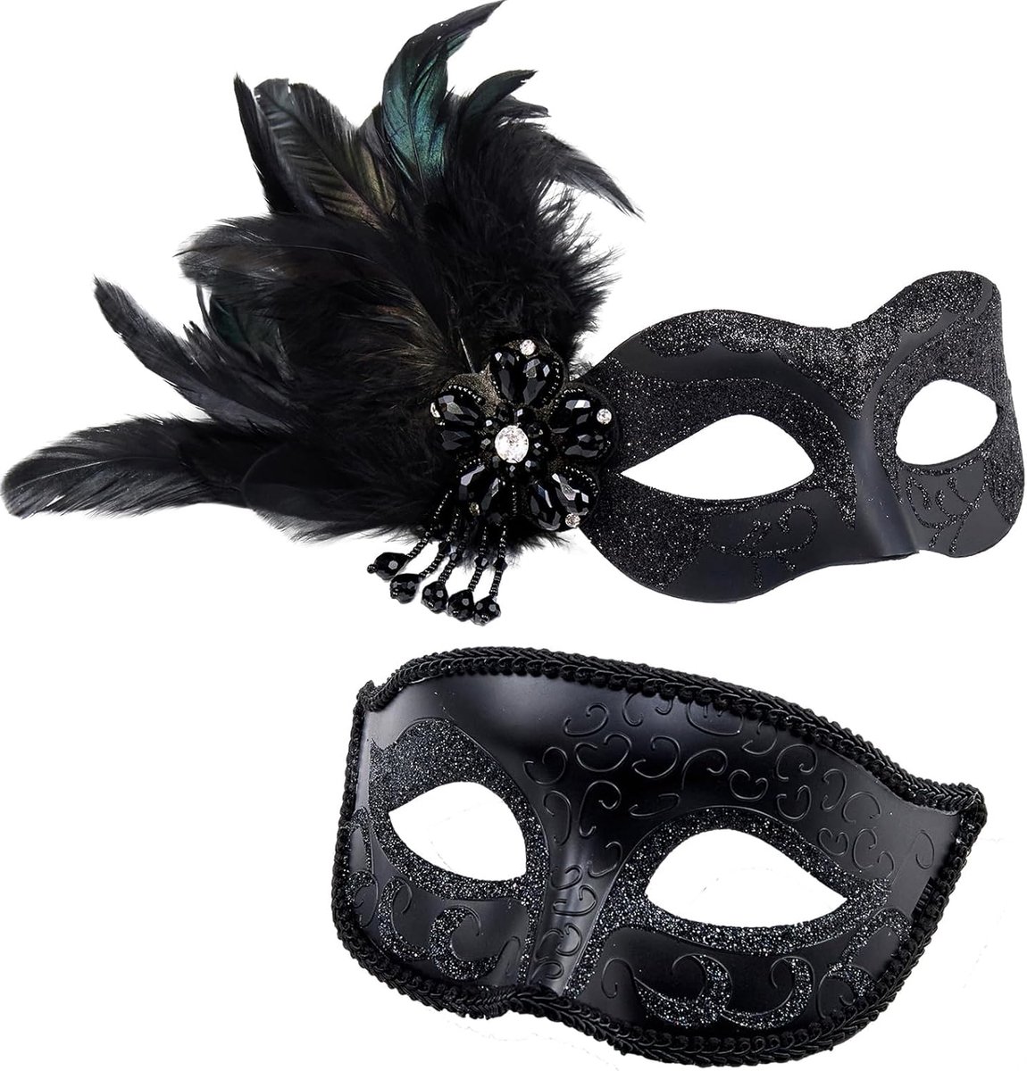 2024 Nieuw Maskerade Masker met Veer voor Koppels - Maskerade Masker