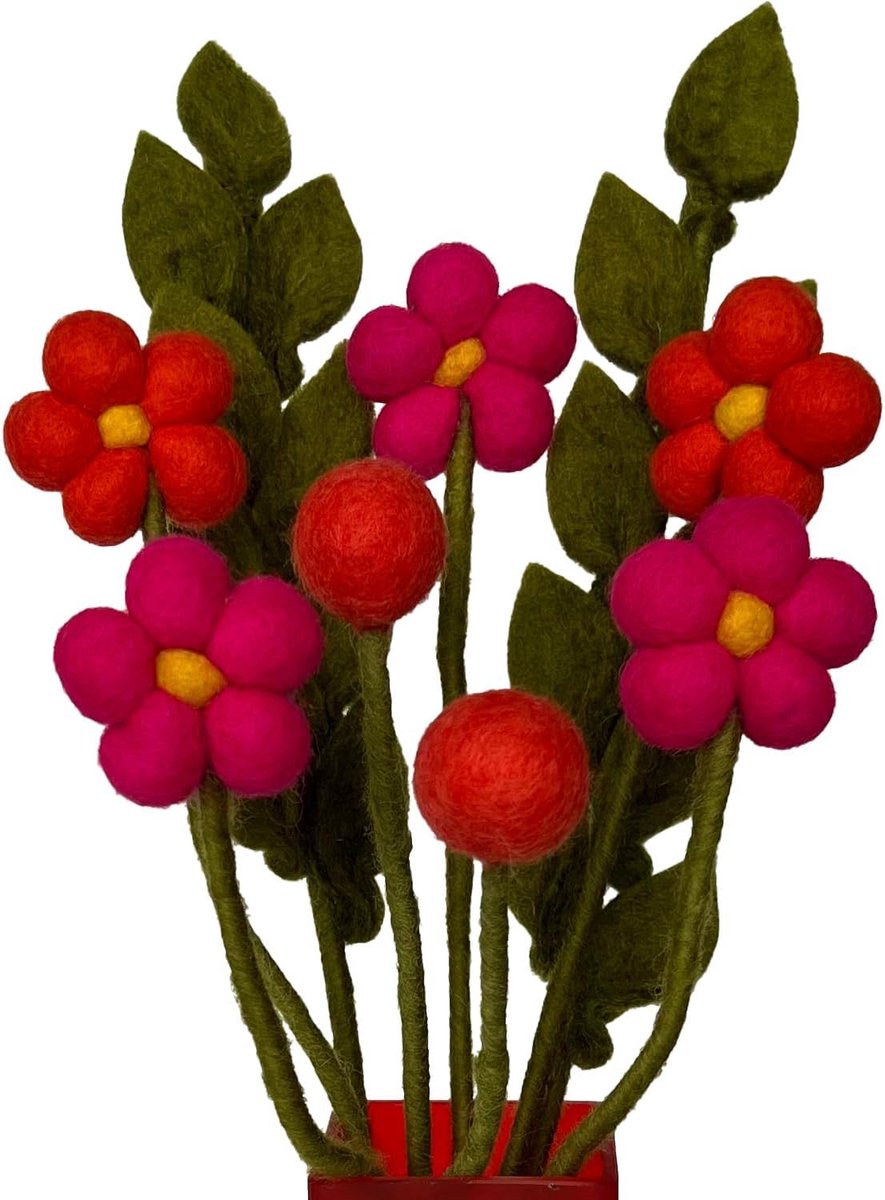 Boeket van Handgemaakte Vilten Bloemen - Eerlijke Handel, Duurzame