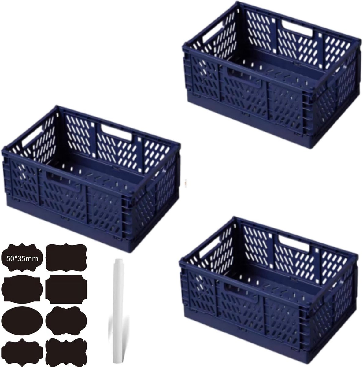 3 Stuks Grote Blauw Opvouwbare Opbergdozen,Kunststof
