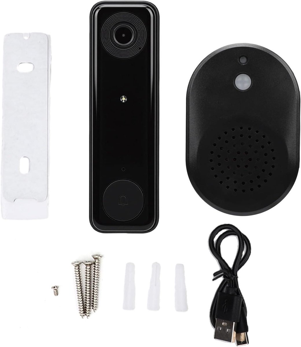 Slimme Videodeurbel - Draadloze Deurbel Camera - Huisbeveiliging - AI Menselijke Detectie - 13 x 10.5 x 3.5 cm - Zwart
