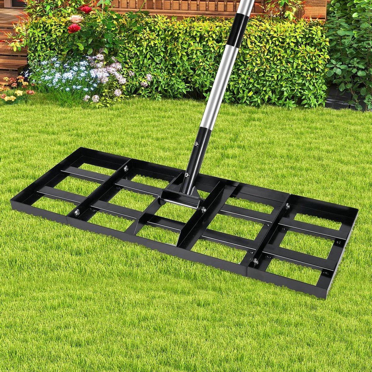 Gazon Nivelleerhark - Hark Gazon Egaliseren - Tuin Onderhoud - Groot Werkvlak - 76 cm Werkbreedte - Zilver