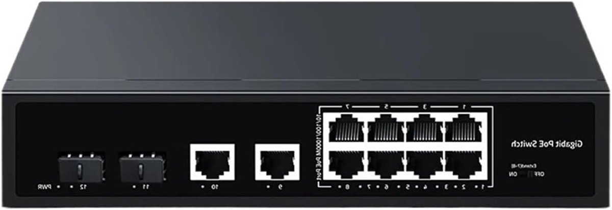 Netwerk Switch - Gigabit Hub - Internet Verdelen - 12 Poorten PoE - 120W - Zwart