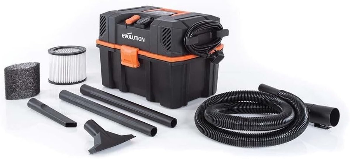 SnelShoppen - Krachtige Stofzuiger voor Nat en Droog - 15L Capaciteit, 42.5 l/s Luchtstroom, Lichtgewicht en Draagbaar, Ideaal voor Werkplaatsen, Oran