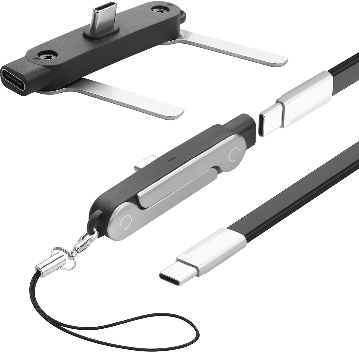 USB C-oplaadkabel 1,5 m - afneembaar 2-in-1 - verborgen standaard - ideaal voor gaming en kantoor - SnelShoppen