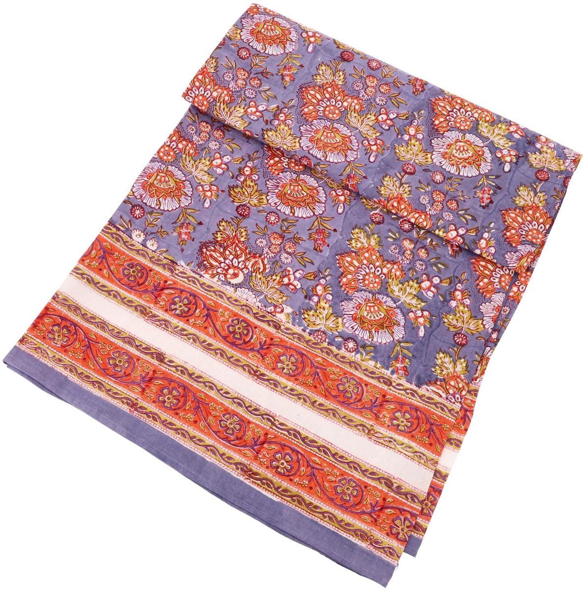 Omgoods - Guru-Shop Handgemaakt Block Print Bedsprei - Oranje Tapestry - 225x275 cm