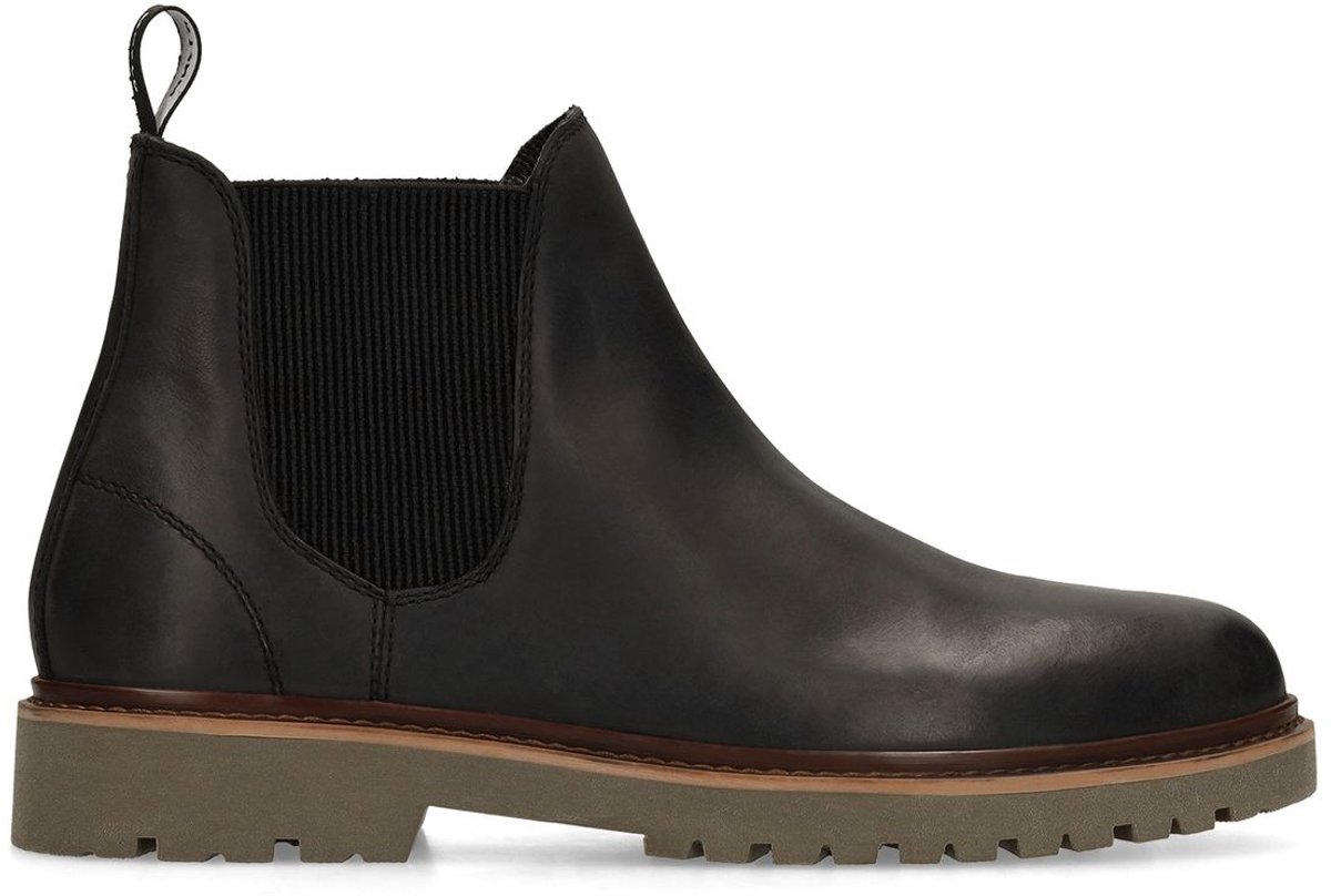 Manfield - Heren - Zwarte nubuck chelsea boots - Maat 42