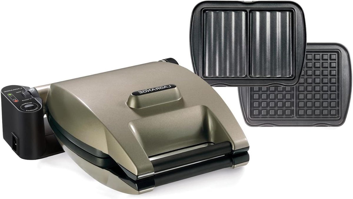 Wafelijzer en Sandwichmaker - Wafelmaker - Lekkere Wafels Maken - Instelbare Bruiningsgraad - 35 x 31 x 145 cm - Grijs
