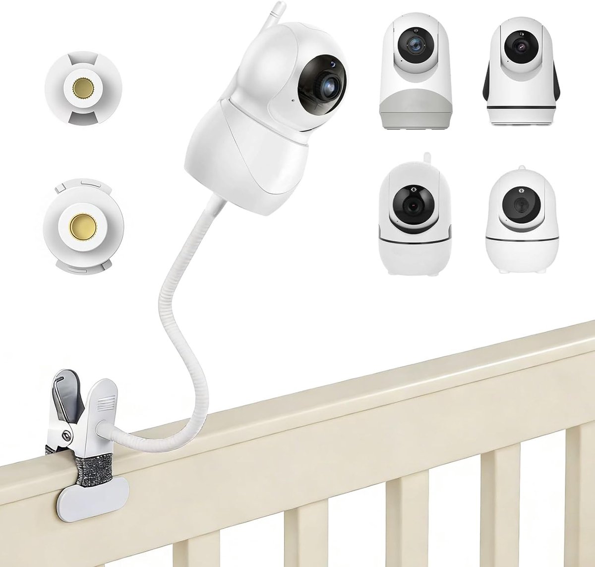Flexibele babyfoonhouder voor HelloBaby HB65/HB6339/HB66/HB650/HB248/HB6558/HB40 & VTimes VT302, 360° draaibare - ShopVlot