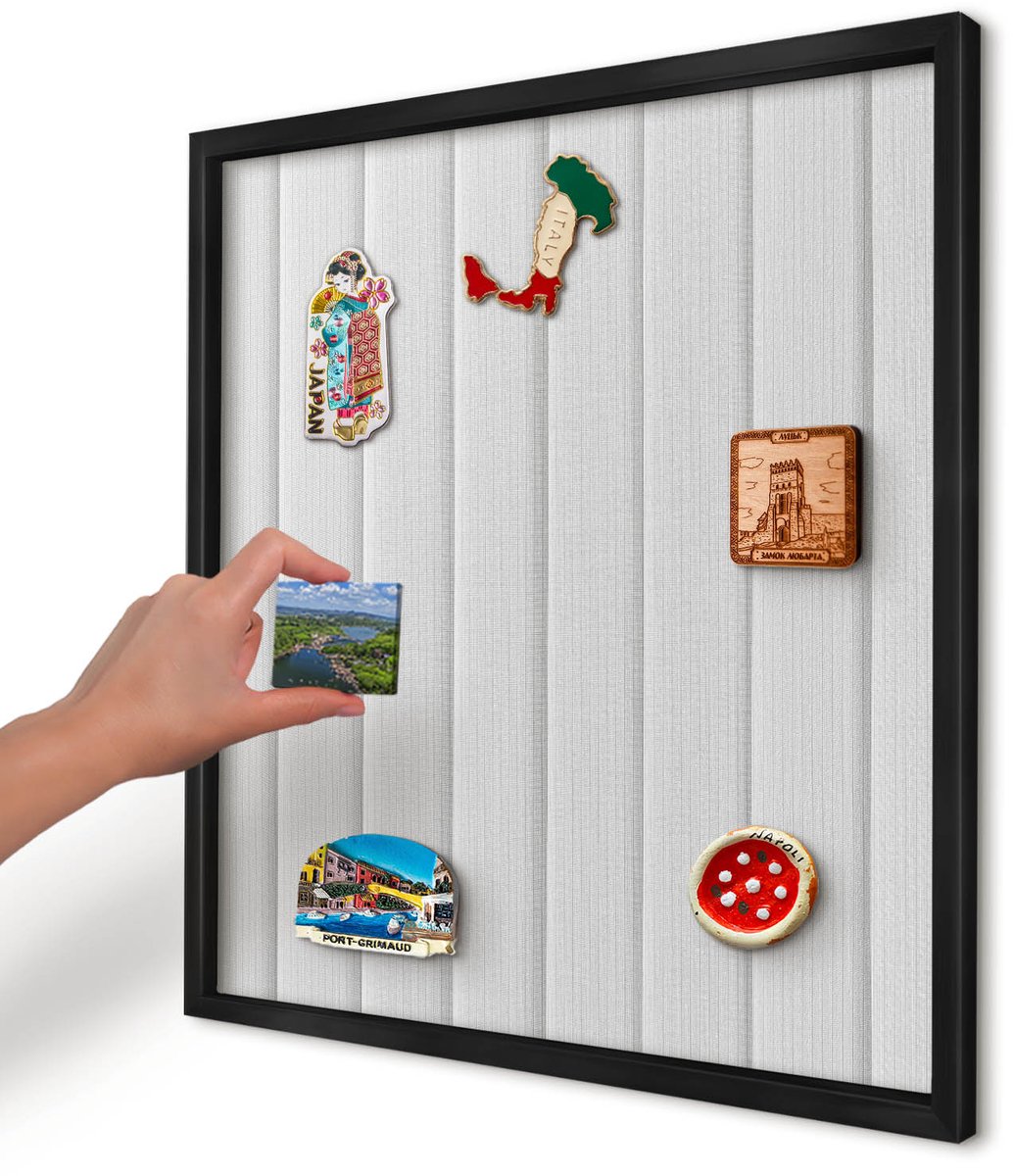 Artprintcave Wit Magneetbord mit Zwart Frame - 50x50 cm - Minimalistische Strepen Magnetisch Bord - Minimalist Magneet Bord mit Frame - Teksten