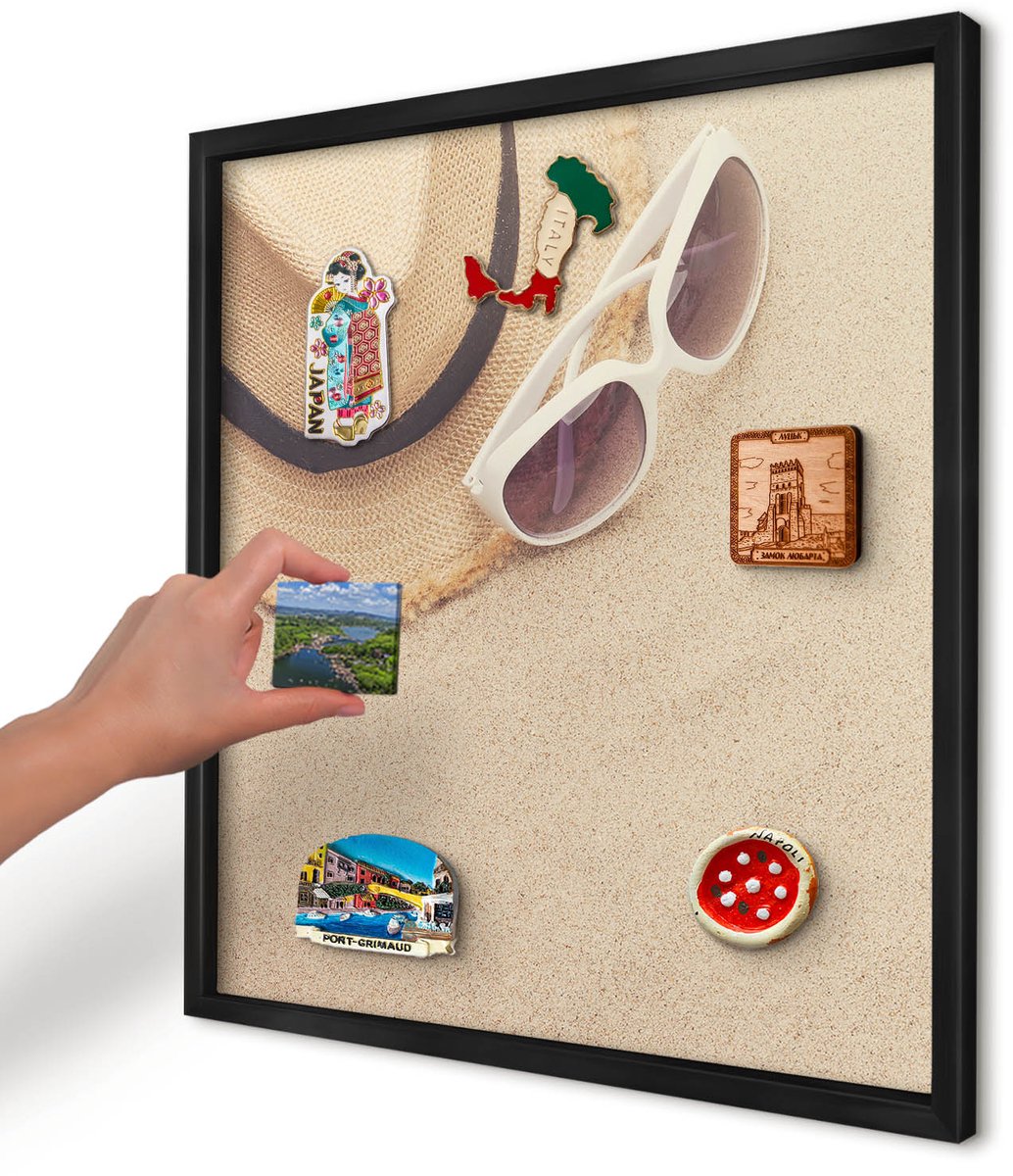 Artprintcave Beige Magneetbord mit Zwart Frame - 50x50 cm - Zomerstrand Magnetische Organizer - Fotografisch Magneetbord Voor Keuken - Reis