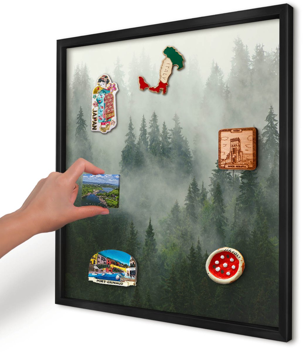 Artprintcave Groente Magneetbord mit Zwart Frame - 50x50 cm - Bosmagie Magneetbord Voor Foto's - Fotografisch Bord Voor Magneten - Natuur