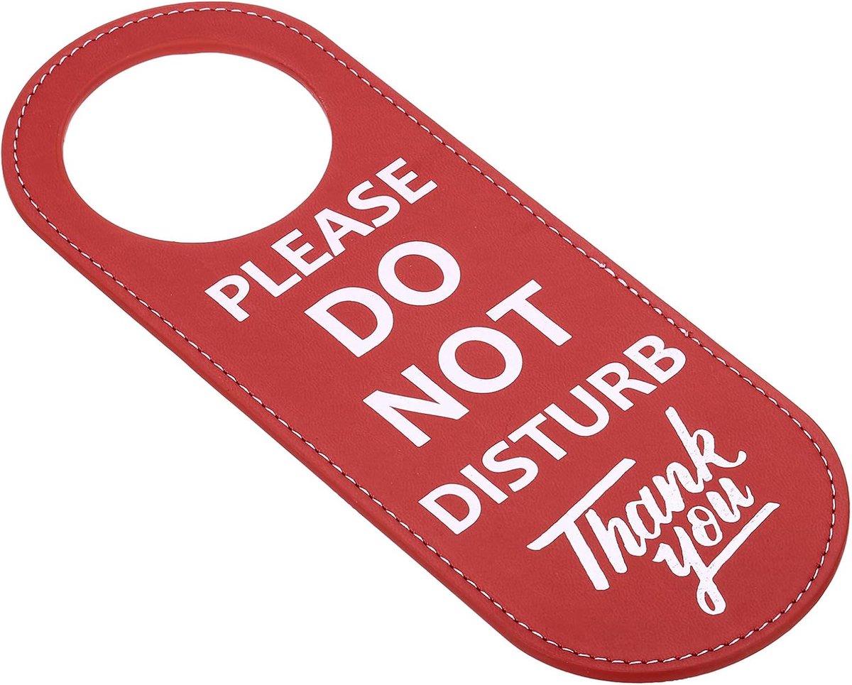 1 x deurhangbord "Do Not Disturb", dubbelzijdig kunstleer, voor kantoor, thuis, vergadering, rood