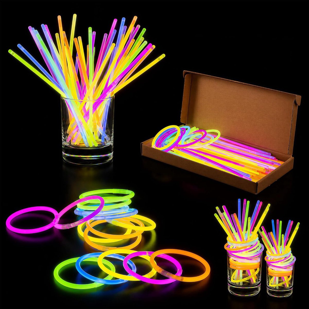 8 inch glow sticks met connectoren om neon ketting polsband armbanden te maken, feestzakvullers voor kinderen - feestaccessoires, langdurige gloeisticks voor kinderen