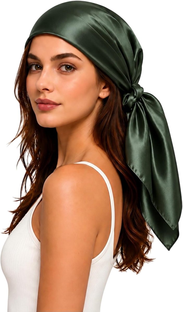 Hoofddoek van 100% Moerbeizijde 90x90 cm - Eenkleurig Klasse 6A Anti-Frizz Haarwrap om te Slapen, Groei Bandana, Cadeau-Klaar