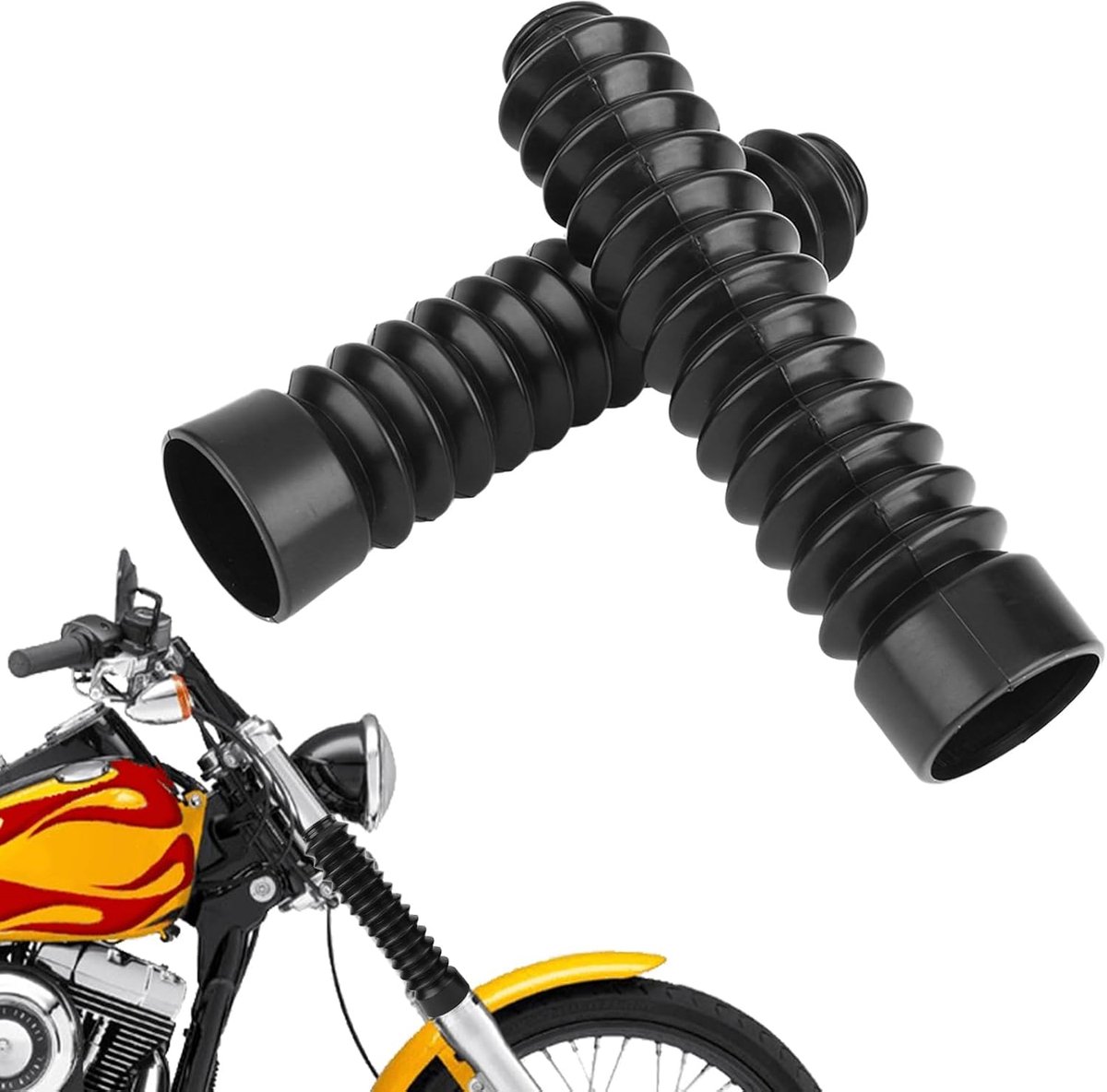 2 stuks rubberen voorvorkhoes, motorfiets vorkbeschermers 52mm en 37mm diameter motorfiets schokdempende stofkap universele motorfiets voorgamaschen schokhoezen voor motorfiets, crossmotor, ATV