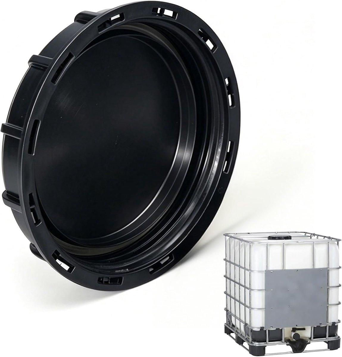 163 mm, tankdeksel 1000 l, IBC tankdeksel, tankafdekking | IBC-tankaccessoires, voor 1000 liter IBC-watertank, aquarium, vatventiel, tuinirrigatie (zwart)