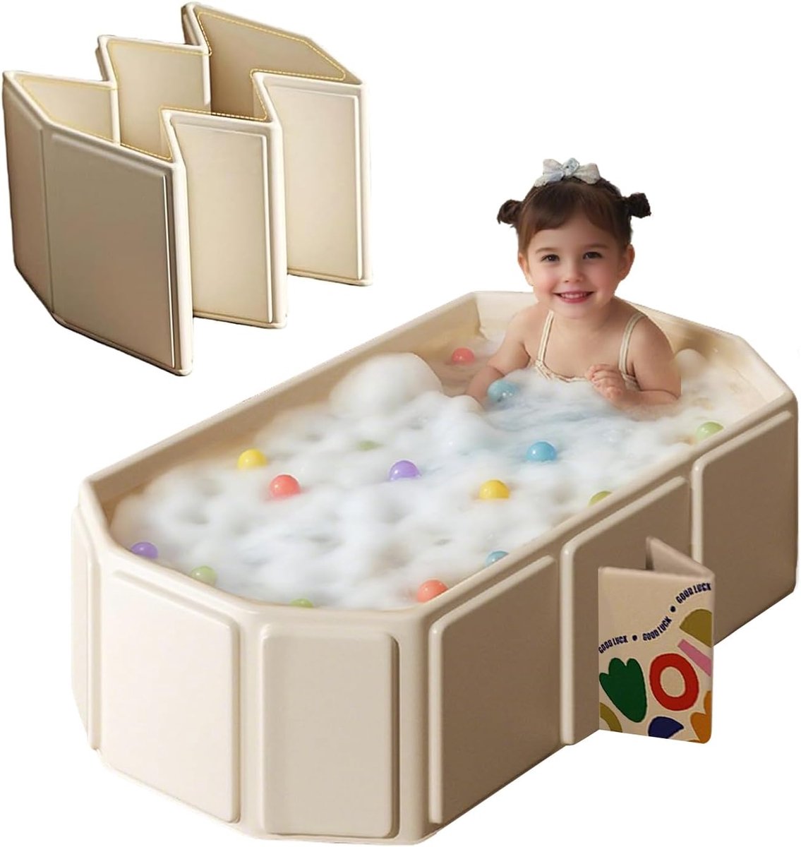 Babybadje Opvouwbaar - XL Reisbadje Ruimtebesparend - Antislip Babybad met versterkte poten voor Douche - BPA-vrij (Roze)
