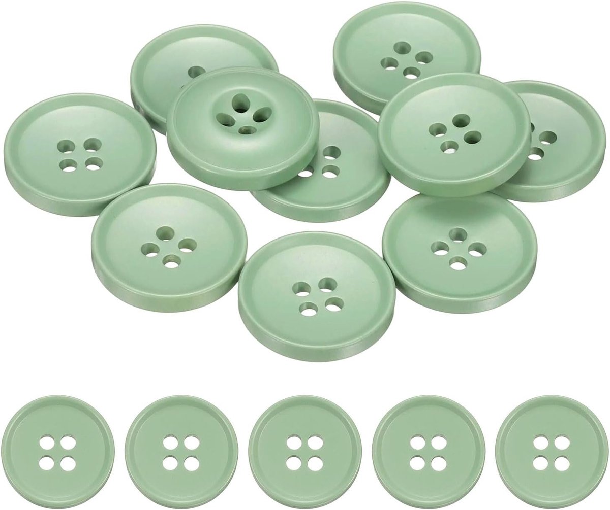 Knopen om op te naaien, 4 gaten, ronde reserveknopen voor knutselen, gebreide jas, kleding, overhemden, decoratie, herenpak (groen)