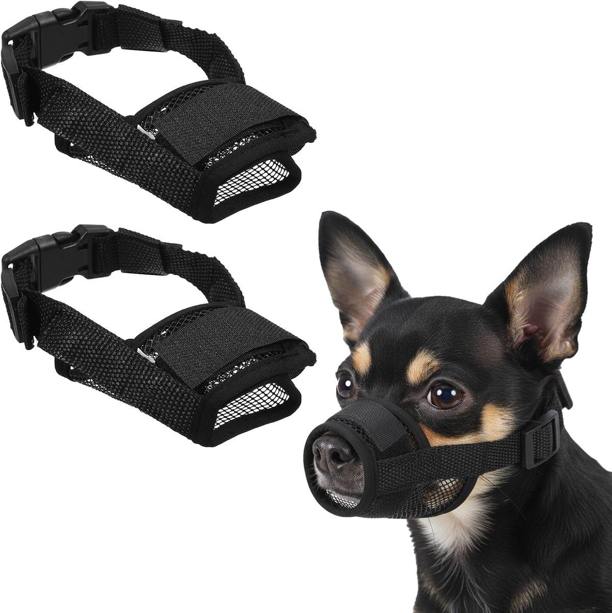 2 stuks zachte mesh hondenmuilkorf voor kleine honden korte snuit