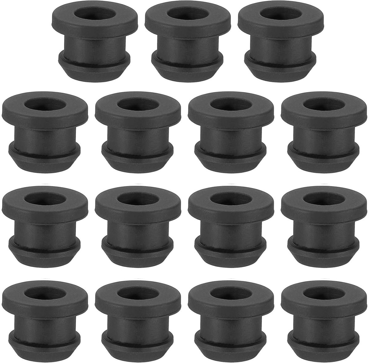 3/8 Inch Boor Gat, 1/4 Inch ID Rubber Doorvoertules, 15 Stks Top Hat Grommet voor Bedrading Oogring Pakking Automotive Firewall Kabel Gat Plugs Draden Bescherming, Zwart, 0,53 Inch OD