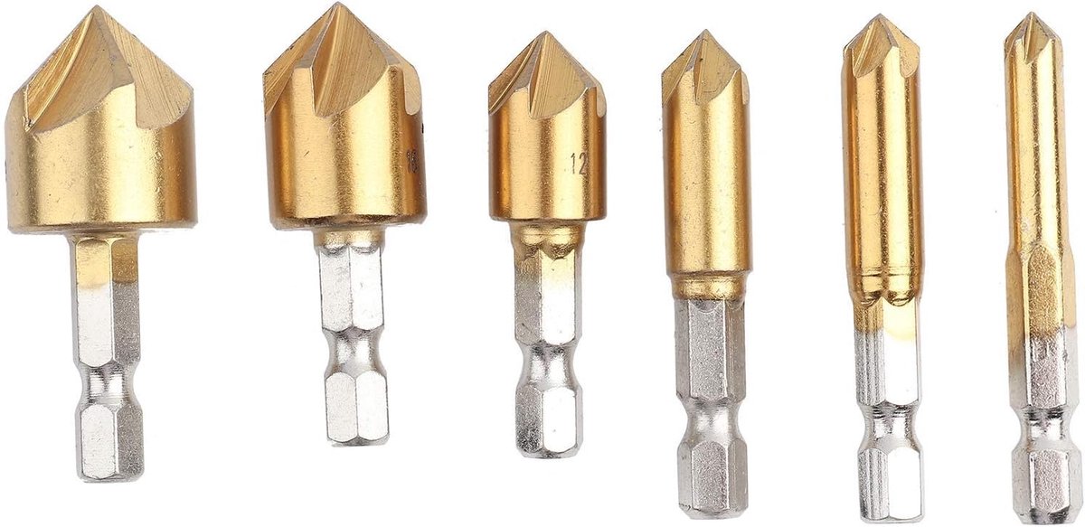 6-stuk set voor houtsnijwerk 5 x 90 graden 6-19 mm snij diameter
