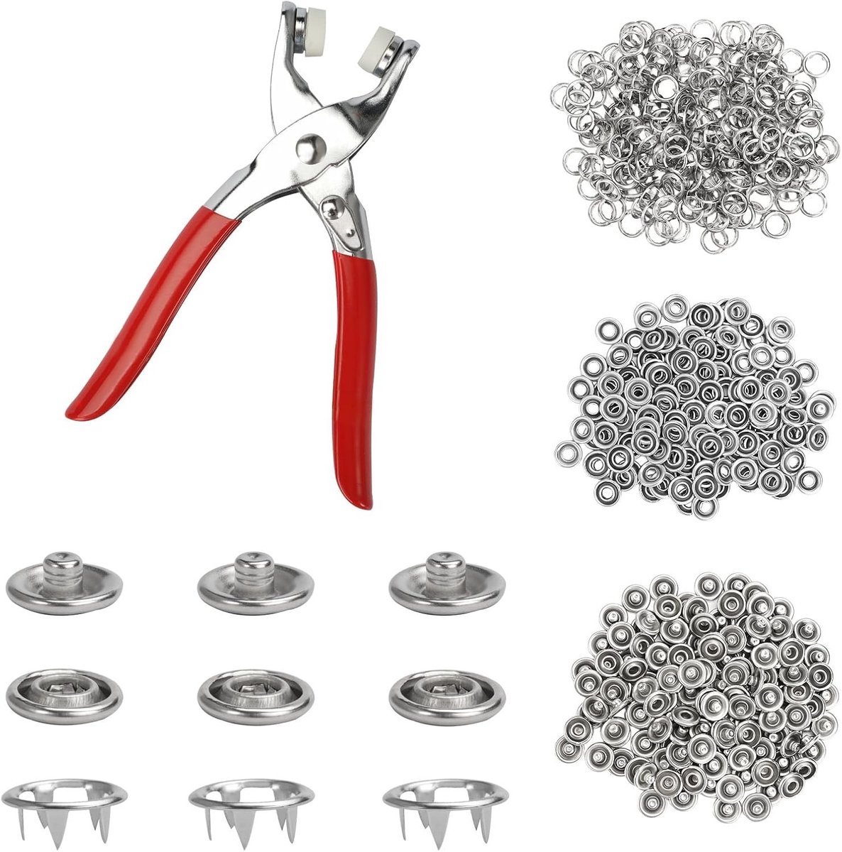 Set van 250 drukknopen, 9.5 mm metalen drukknopen met tang voor naaien, ideaal voor kinder- en kledingprojecten, handwerk en tasjes