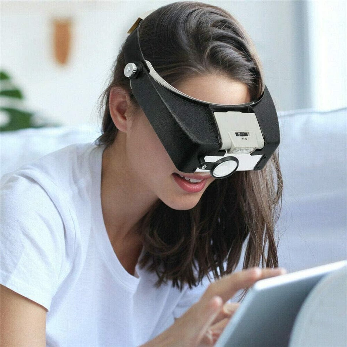 SnelShoppen - Head Magnifier Loup met LED Licht - Handsfree Vergrootglas 1.5X 3X 6.4X 8.3X voor Hobby, Precisiewerk, Leeshulp - Zwart
