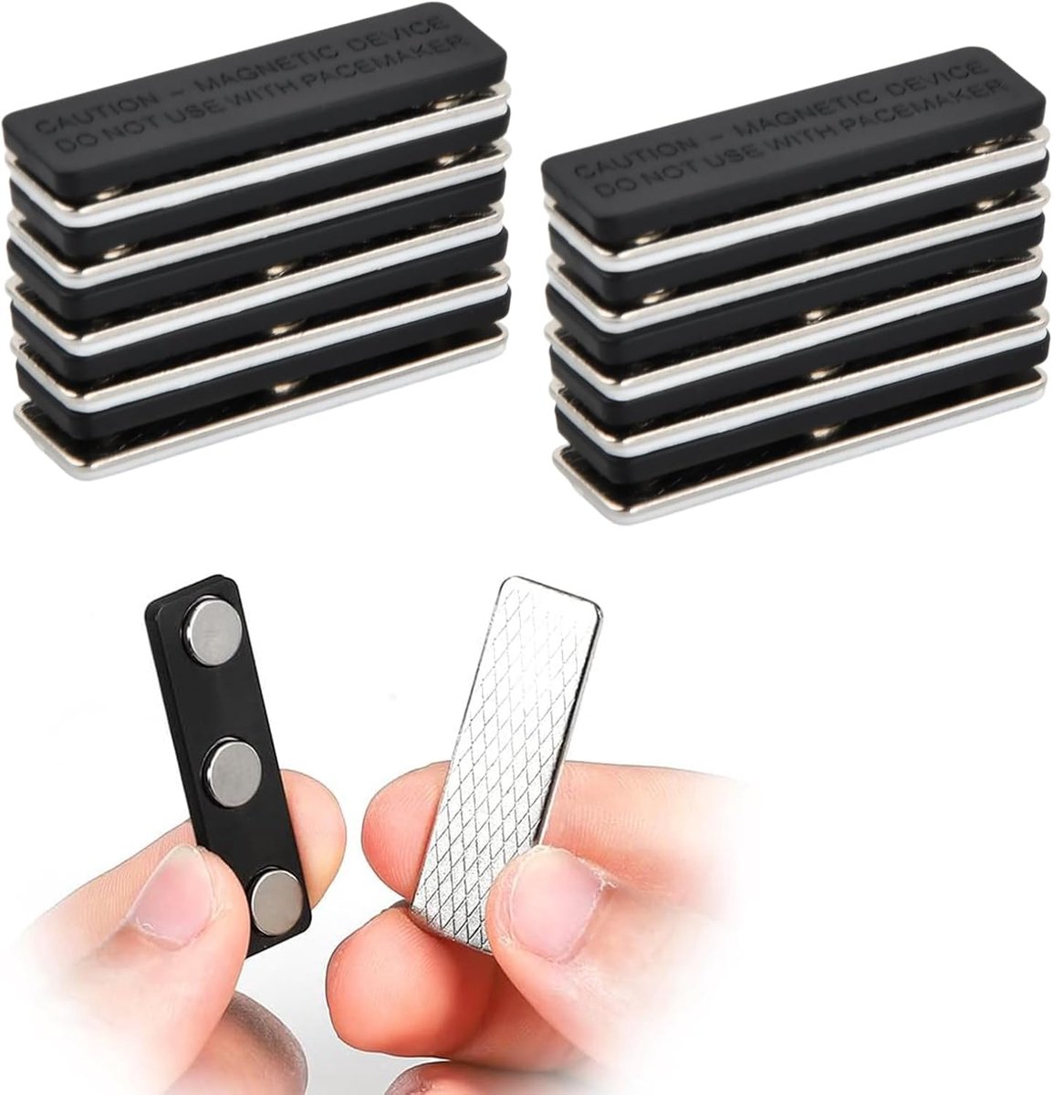 SnelShoppen - 10 Stuks Gordijn Magneten, Zwarte Magneten voor Gordijnen, Naamlabels, Magnetische Gordijn Sluiting, Clip Bevestiging met Lijm, Duurzaam