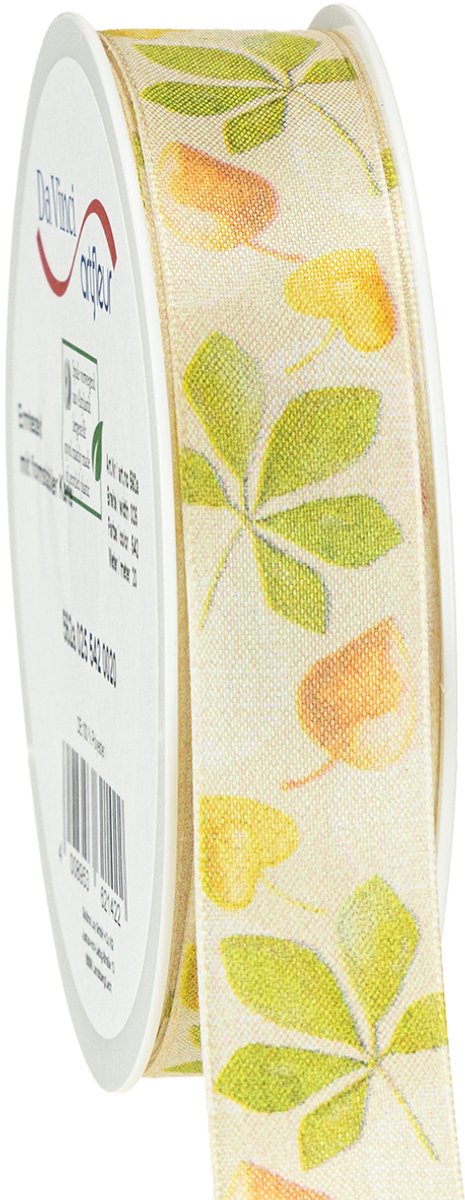 Cadeaulint groen herfstbladeren decolint herfst 25mm 20m