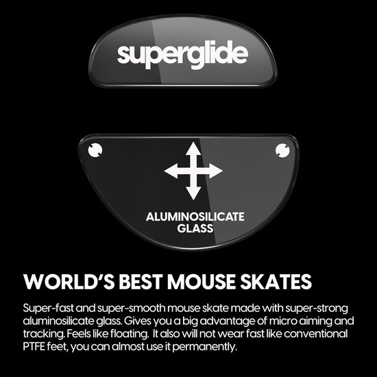 Muisvoeten Glas - Muisschaatsen Muiszolen - Gaming Precisie - Ultra gladde rand - Voor Zowie EC series - Zwart — afbeelding 4
