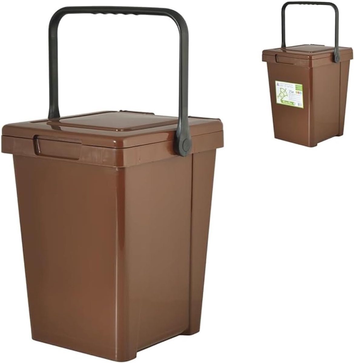 SnelShoppen - Container voor natte materialen 25 Liter Bruin - Herbruikbare en recyclebare afvalcontainer voor keuken, tuin, feest en camping