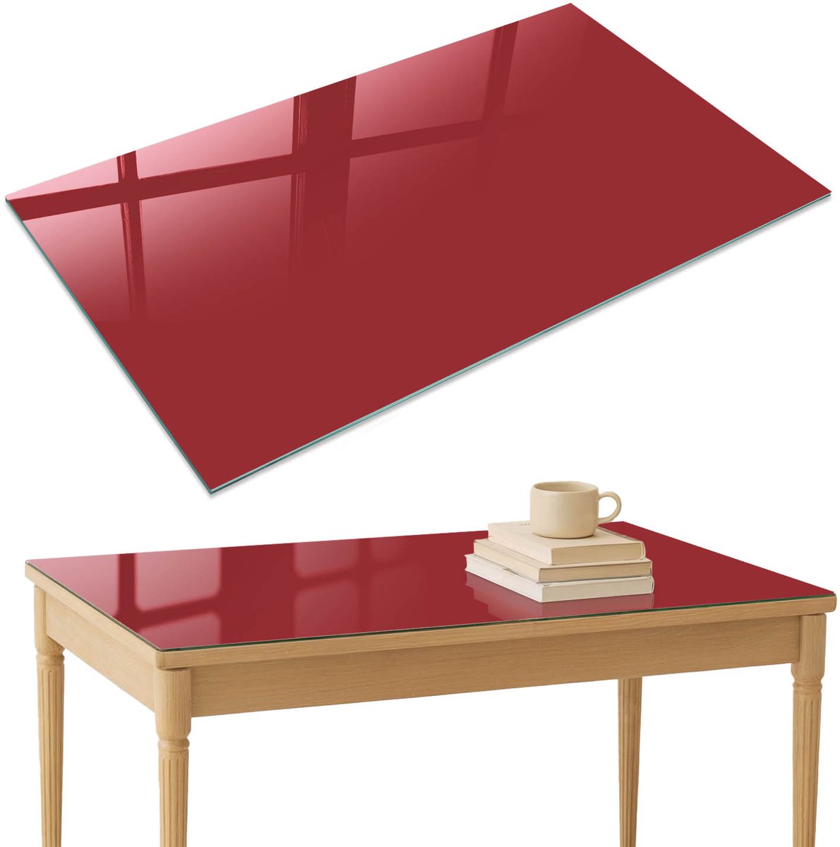 ArtPrintCave Bordeauxrode kleur Glazen Tafelblad 120x80 cm - Tafelblad Rechthoek - Bordeaux Terrastafel - Achtergronden en patronen Keukentafel