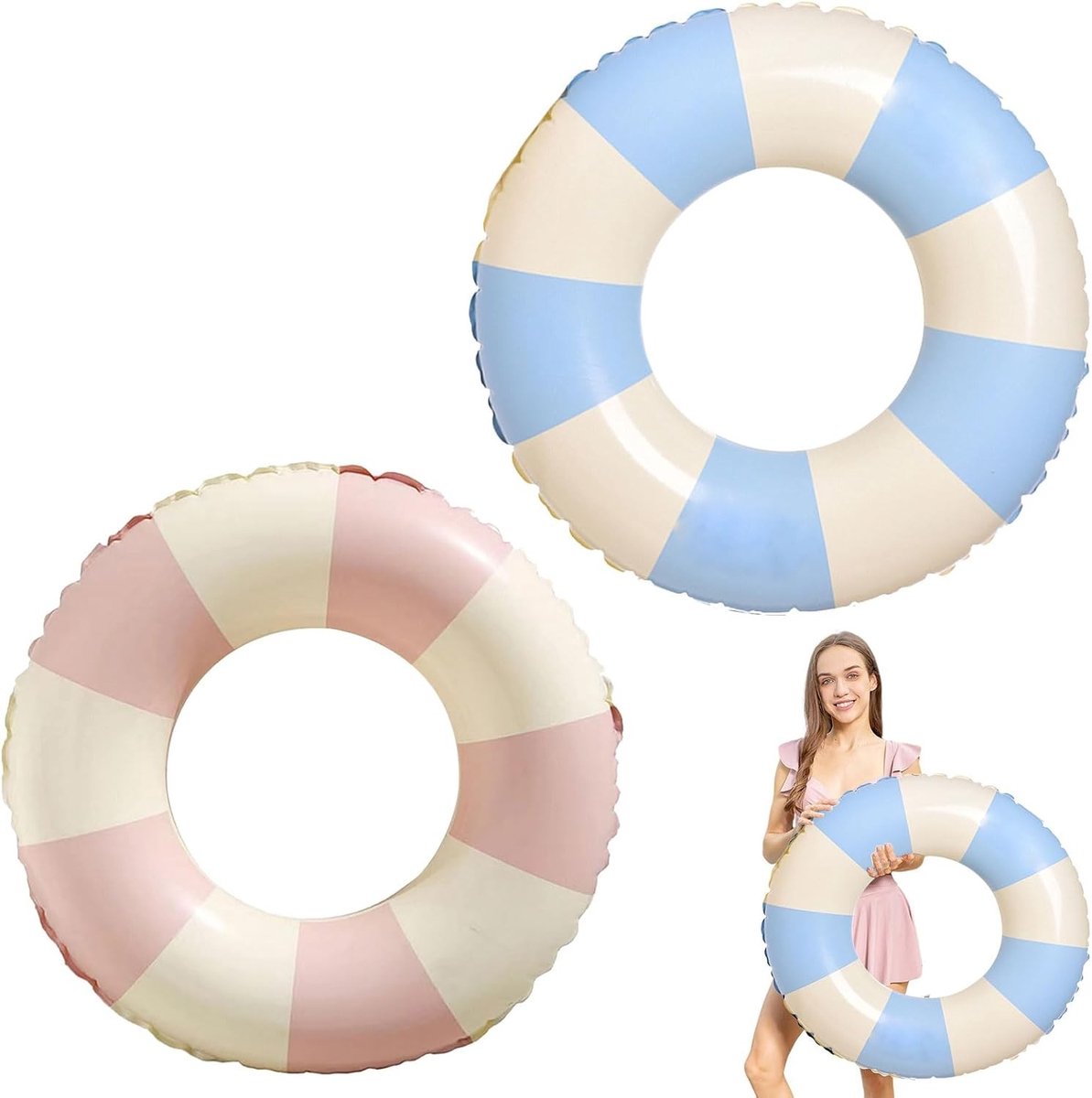 Opblaasbare Zwemring voor Volwassenen - Set van 2 Retro Stijl, Perfect voor Zwembad, Strandvakanties en Feestjes