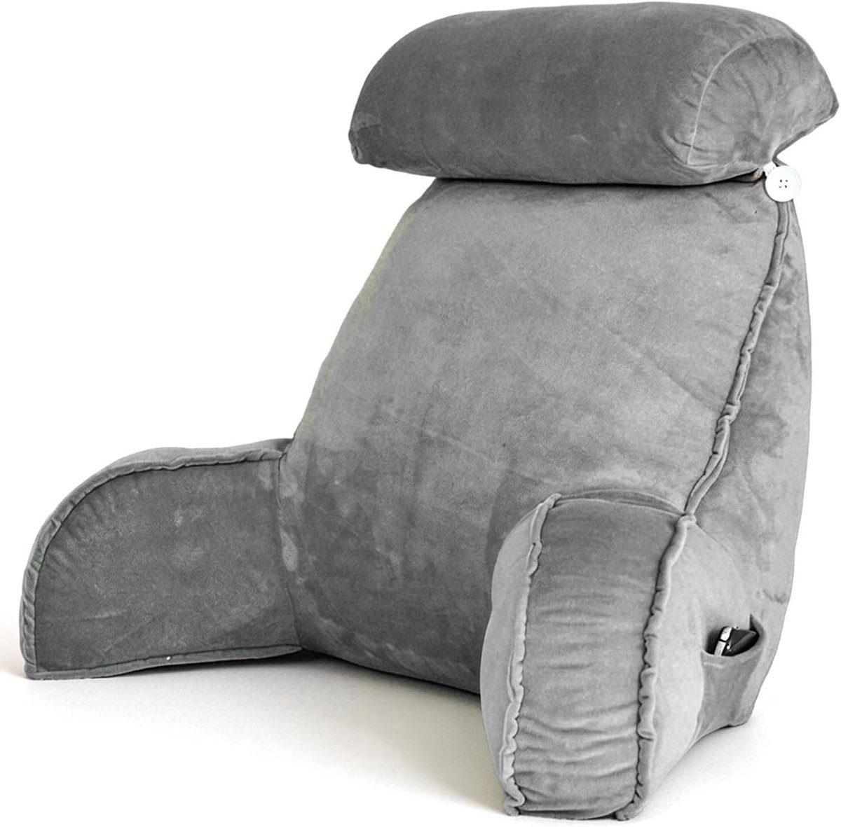 Leeskussen met Armsteun - Rugsteun Kussen - Ontspannen Lezen - Extra Groot en Vol - 75x40x55CM - Grijs