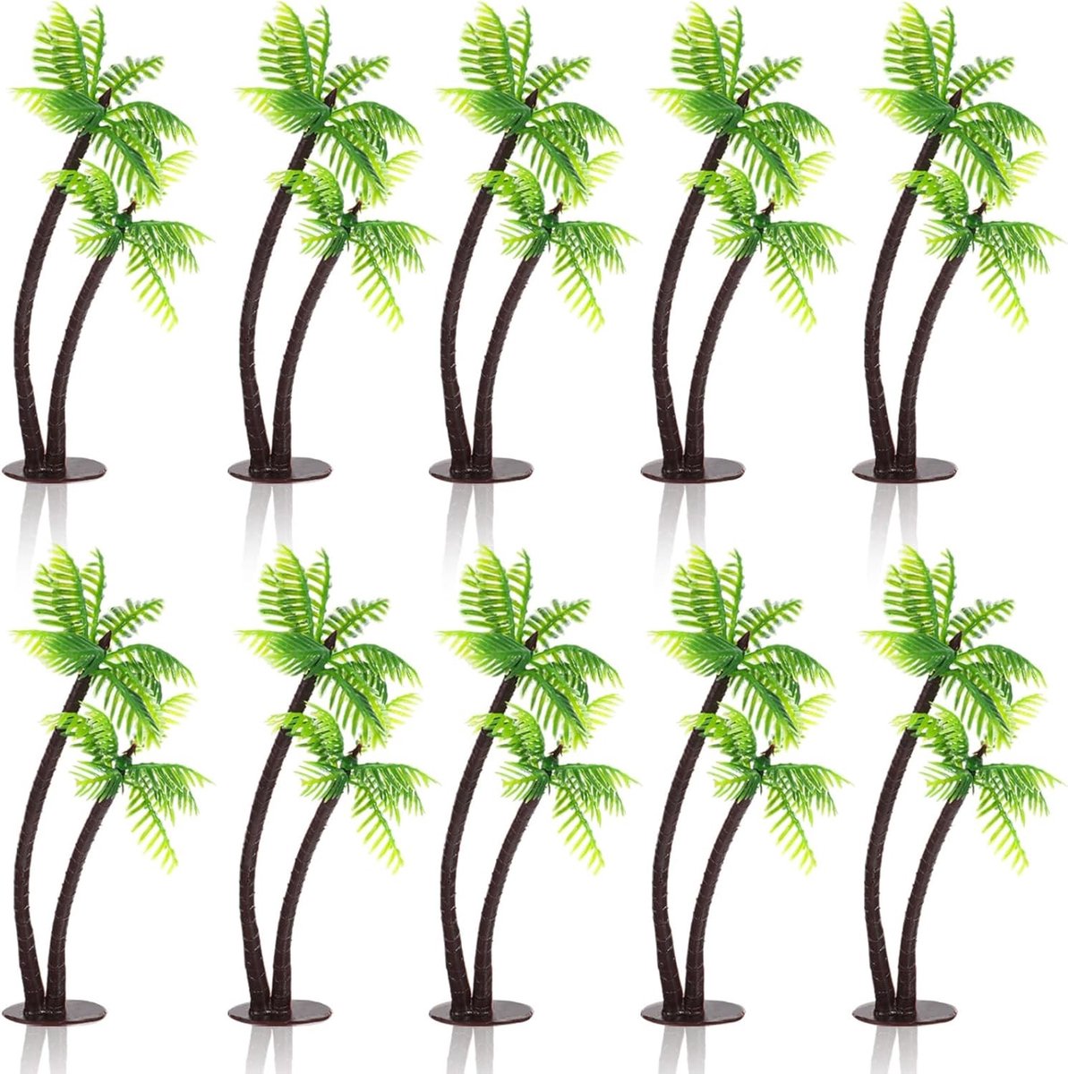 10 Stuks Miniatuur Kunststof Palmbomen voor Jungle Decoratie en DIY Landschapstafels
