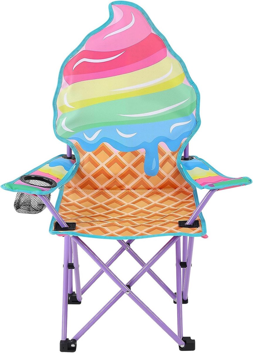 Vouwbare Kinder Campingstoel met Eenhoorn en Vlinder, Ideaal voor Picknicks, Kamperen en Buitenactiviteiten met Bekerhouder