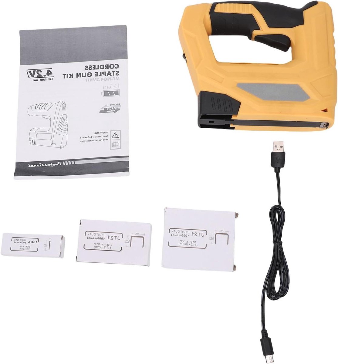 Elektrisch Nietpistool - Accu Tacker Nietmachine - Houtbewerking Huisverbetering - Snoerloos Oplaadbaar - 8-14 mm - Zwart