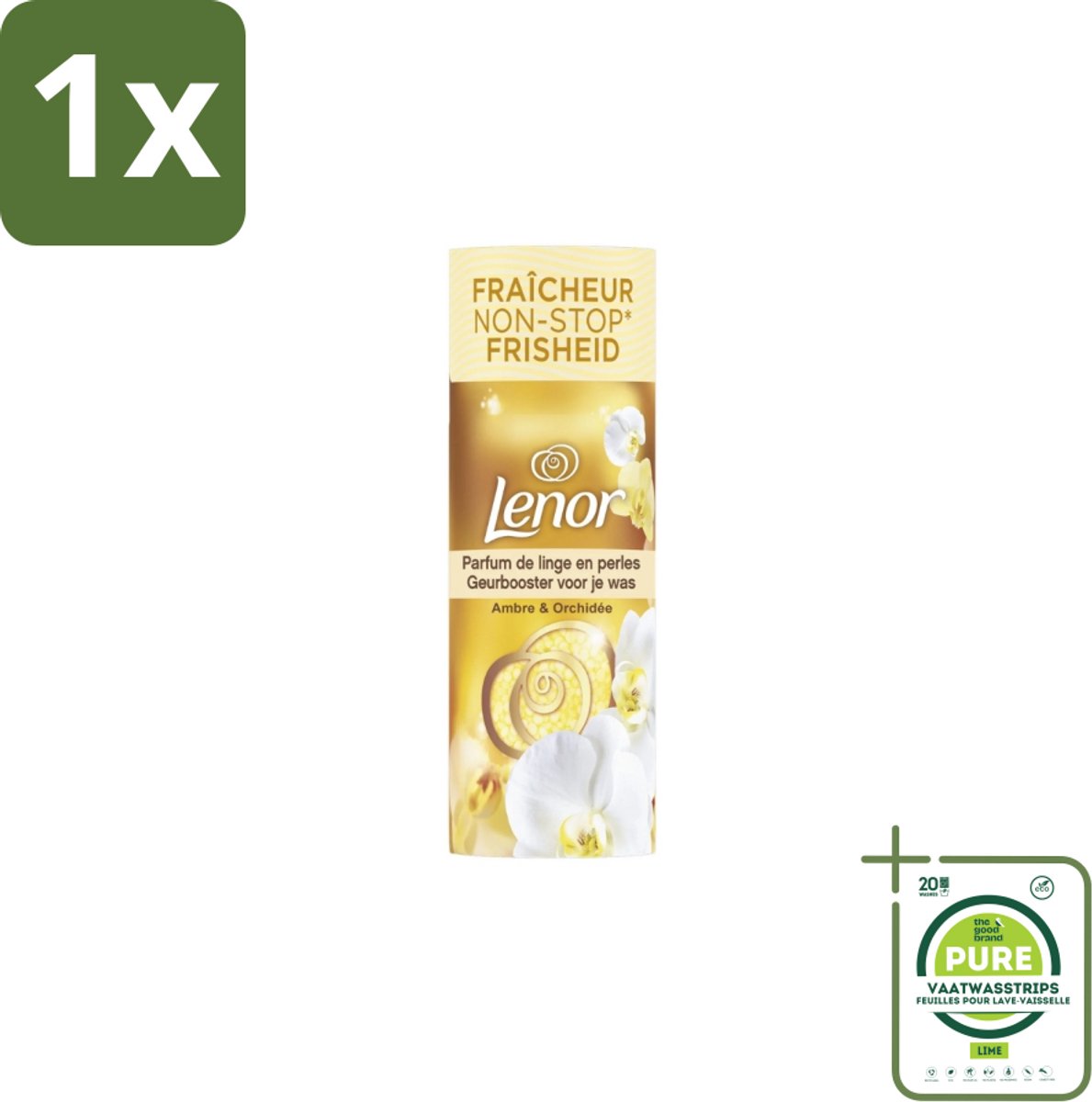 1 x Lenor - Geurbooster - Amber & Orchidee - Non-Stop Frisheid - 19 Wasbeurten - Lenor Geurbooster - Wasgeur - Geurparels - Langdurige Geur - Amber & Orchidee