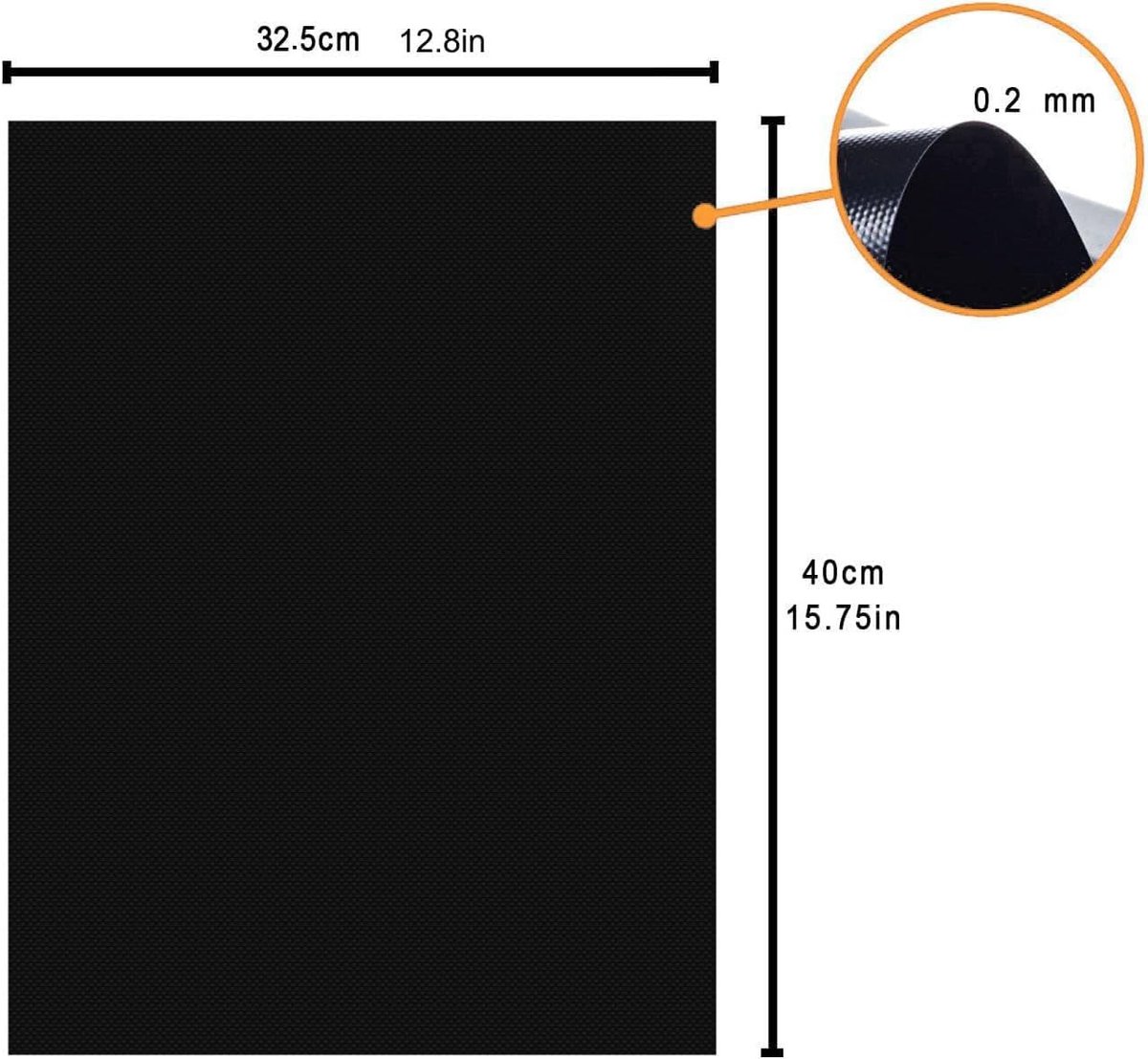 BBQ Grillmat - Zwart - 40 x 32,5 cm - Herbruikbare Antiaanbaklaag - Voor Gas- en Houtskoolgrills